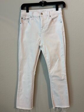 Pistola High Rise Straight Cropped Raw Hem White Jeans
